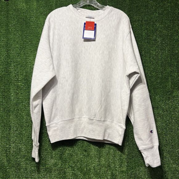 NWT Champion Heathered Light Gray Reverse Weave Crewneck Sweatshirt Men’s Small - Picture 1 of 5